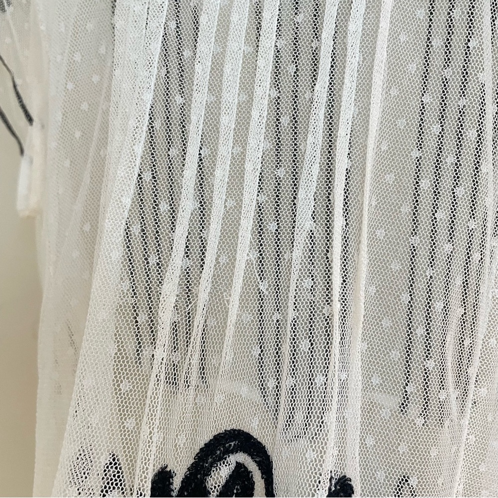 Moulinette Soeurs Ivory Sheer Embroidered Dress Size 6 - Picture 6 of 9